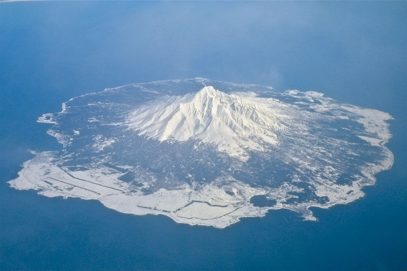 上空から見た利尻島
